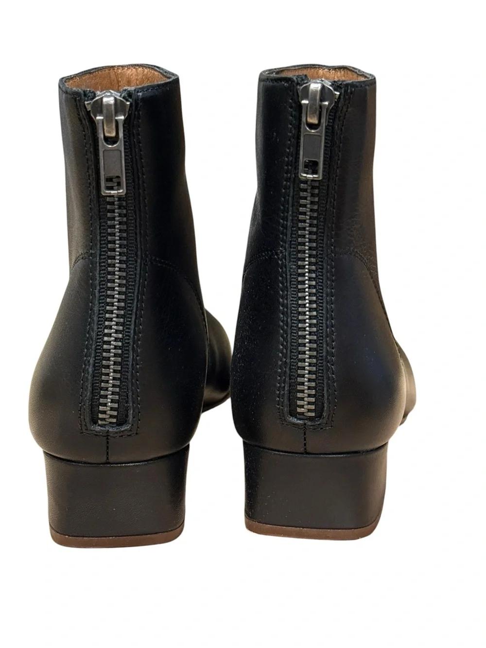 Madewell The Rena Black Leather Ankle Booties Size 7.5 Square Toe Low Block Heel